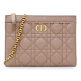 Christian Dior Calfskin Cannage Caro Zipped Pouch With Chain Handbags Christian Dior