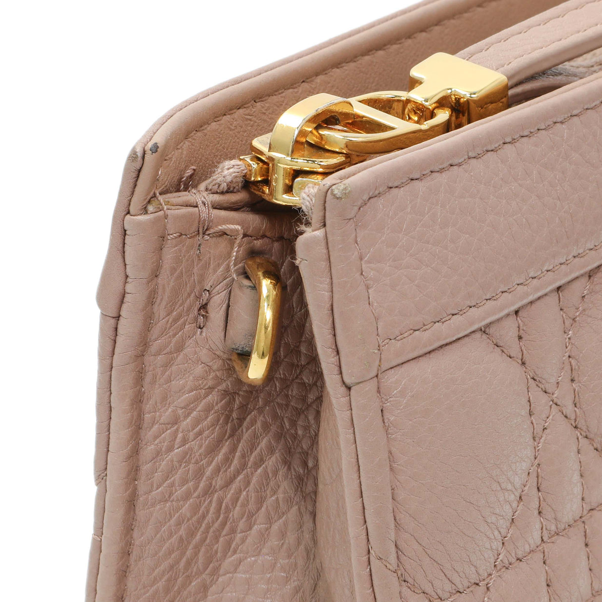 Christian Dior Calfskin Cannage Caro Zipped Pouch With Chain Handbags Christian Dior