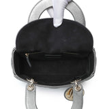 Christian Dior Metallic Grey Lambskin Cannage Small Small My ABCDior Lady Dior Handbags Christian Dior