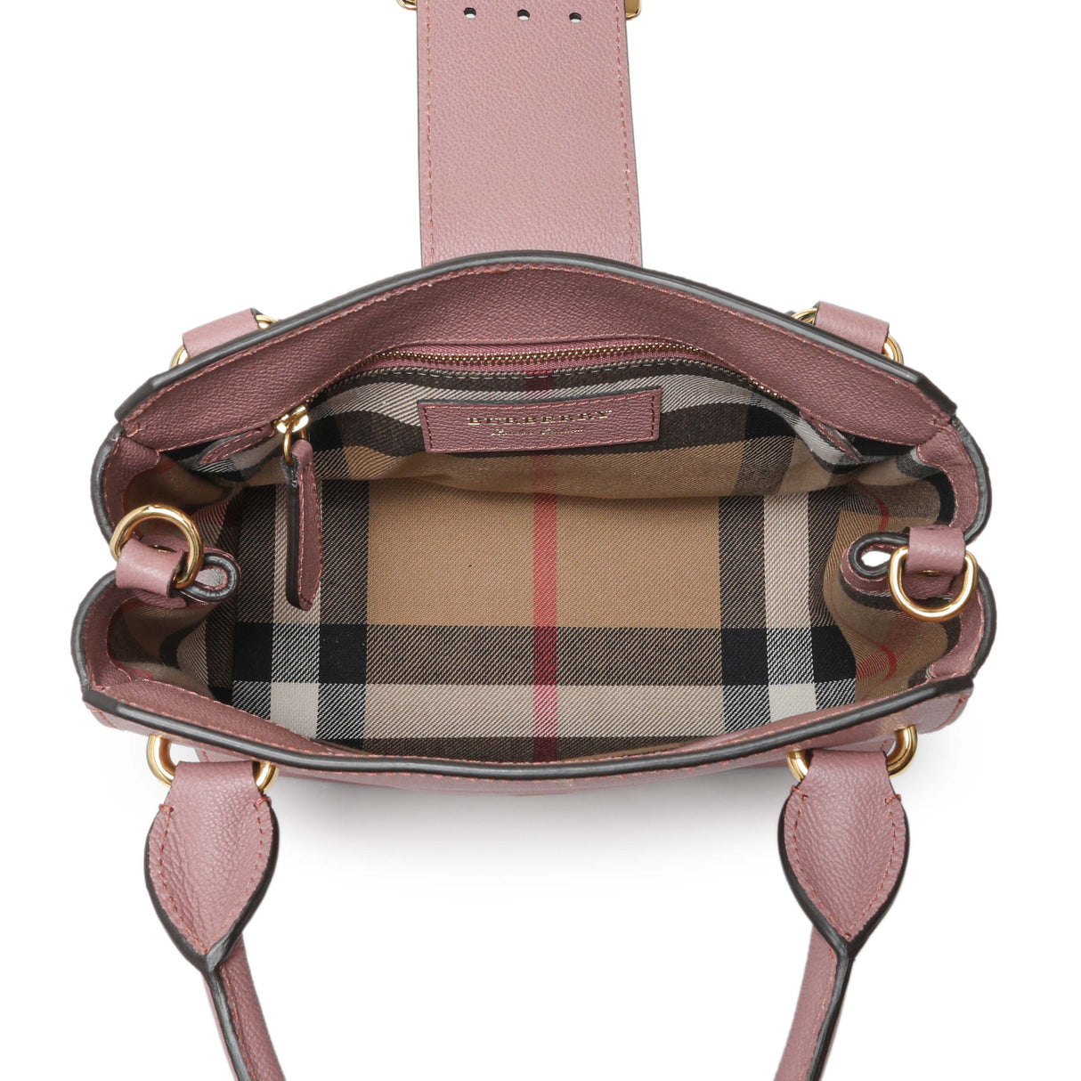 Burberry Dusty Pink Grained Calfskin Small Buckle Tote Handbags Burberry
