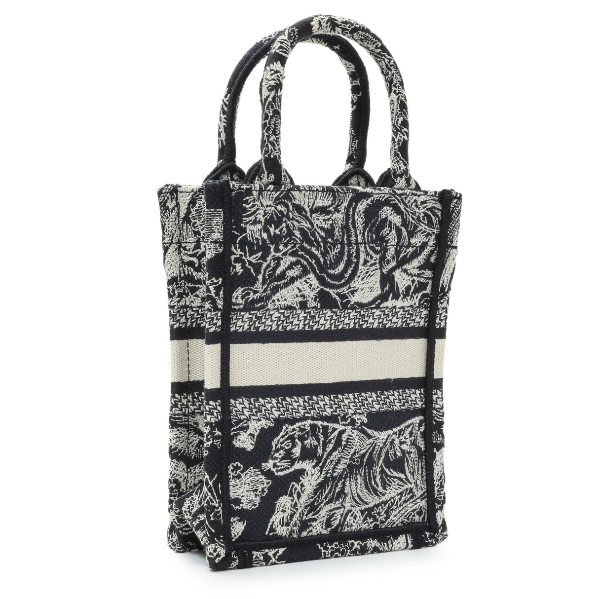 Christian Dior Canvas Toile de Jouy Reverse Embroidered Mini Book Tote Phone Bag Handbags Christian Dior