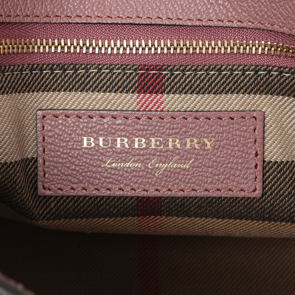 Burberry Dusty Pink Grained Calfskin Small Buckle Tote Handbags Burberry
