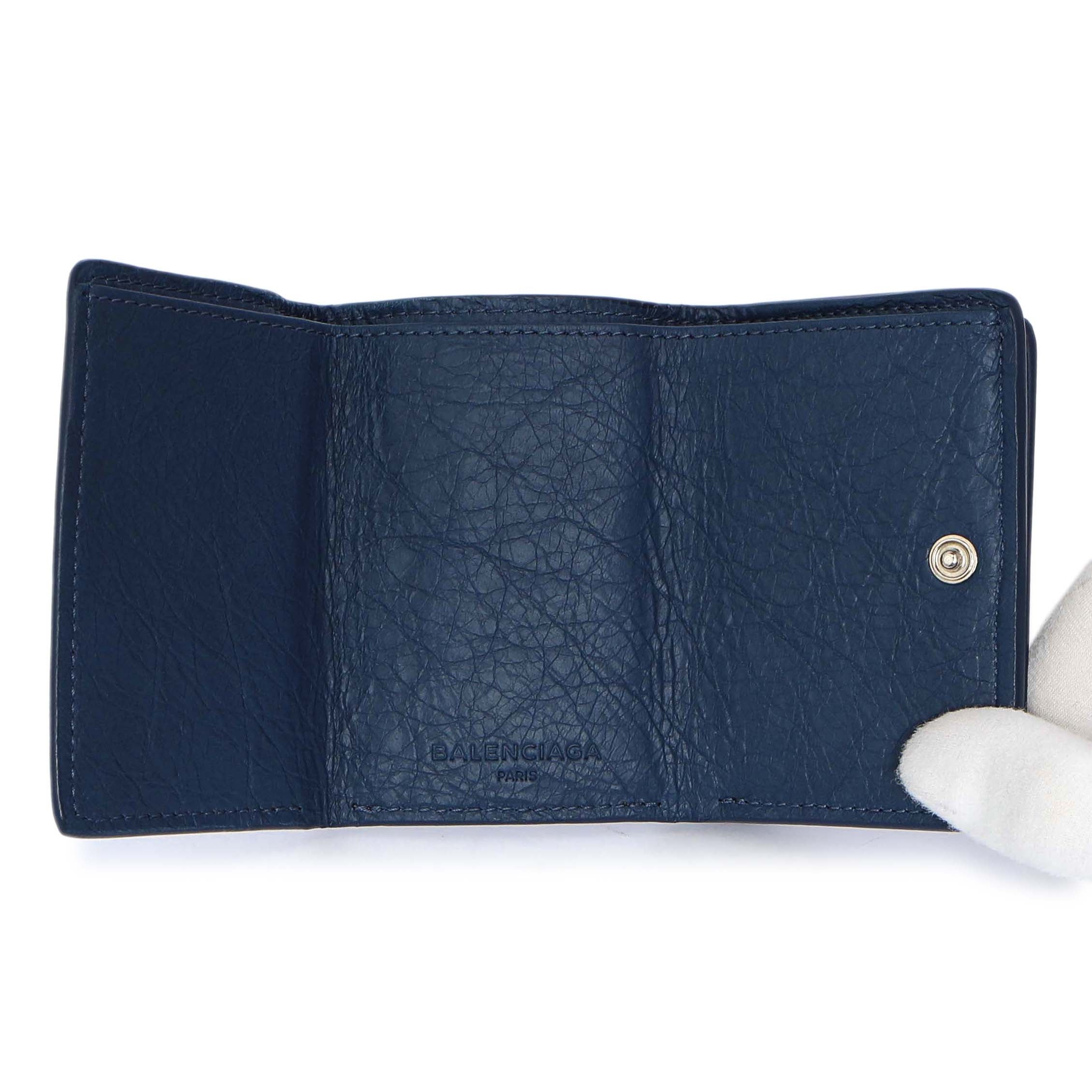 Balenciaga Blue Lambskin Classic Mini Wallet Modaselle