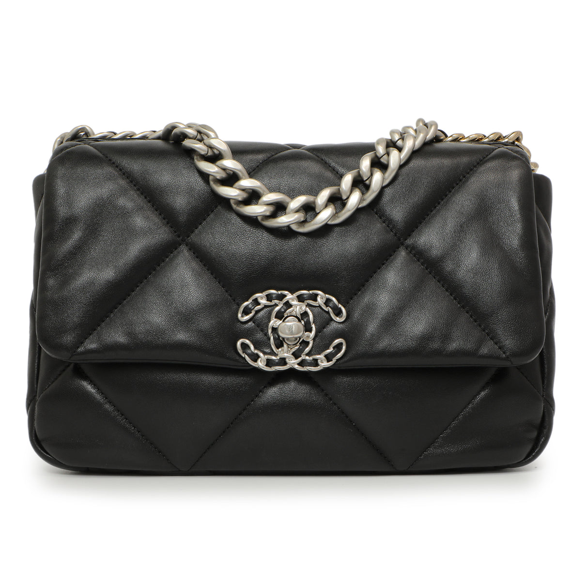 Chanel Black Quilted Lambskin Medium 19 Flap