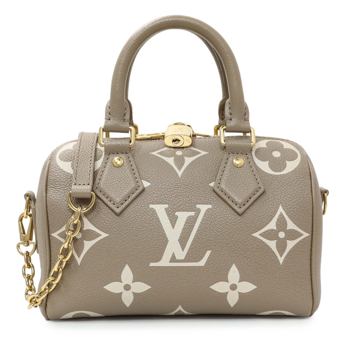 Louis Vuitton Tourterelle Creme Empreinte Monogram Giant Speedy 20 Bandouliere Handbags Louis Vuitton