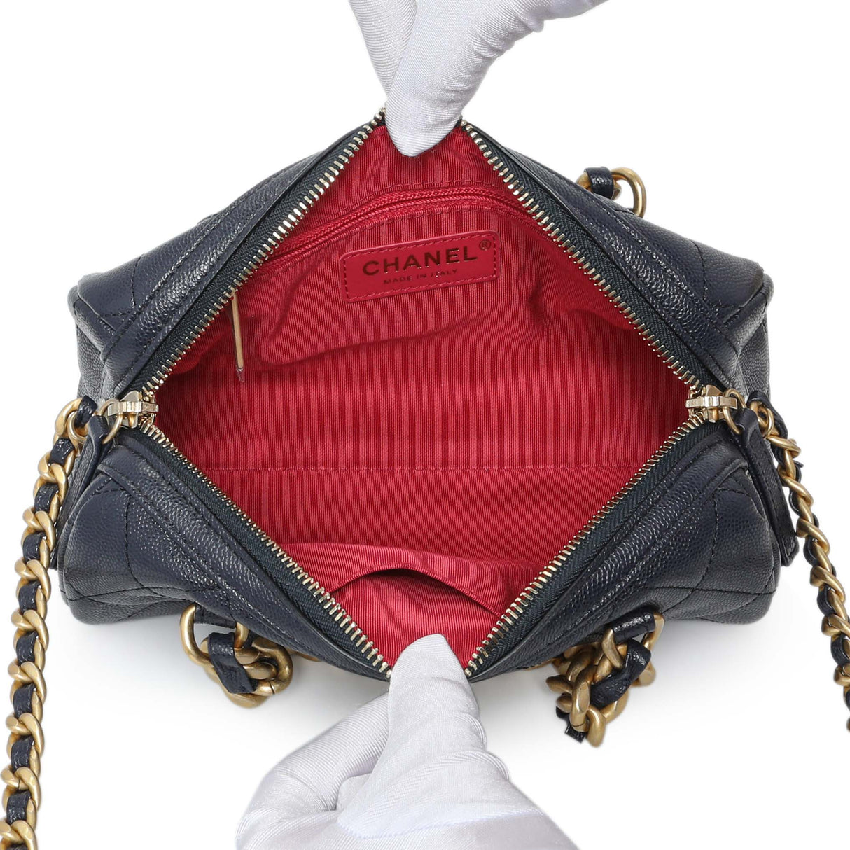 Chanel Blue Quilted Caviar Small Fashion Therapy Bowling Bag Handbags Chanel