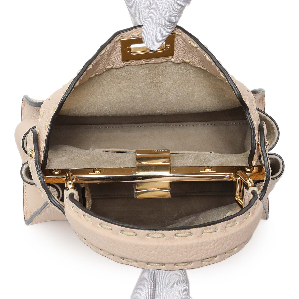 Fendi Cuoio Romano Selleria Small Peekaboo Iconic Satchel Handbags Fendi