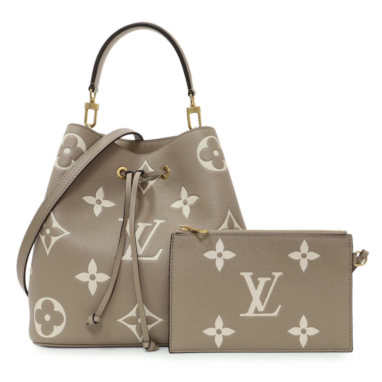 Louis Vuitton Tourterelle Creme Empreinte Monogram Giant Neonoe MM Handbags Louis Vuitton