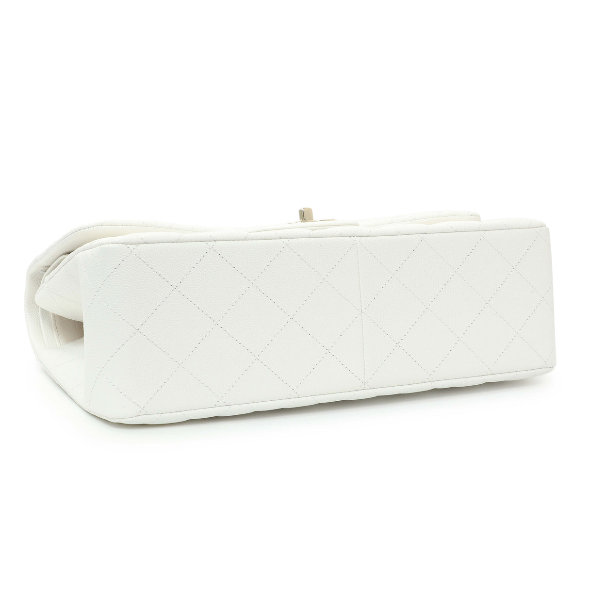 Chanel White Quilted Caviar Jumbo Double Flap Handbags Chanel