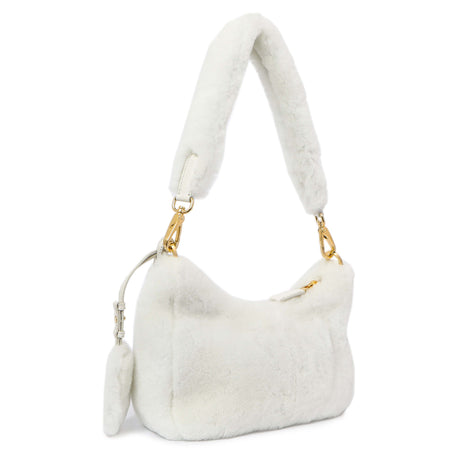 Prada White Shearling Re-Edition Mini Shoulder Bag