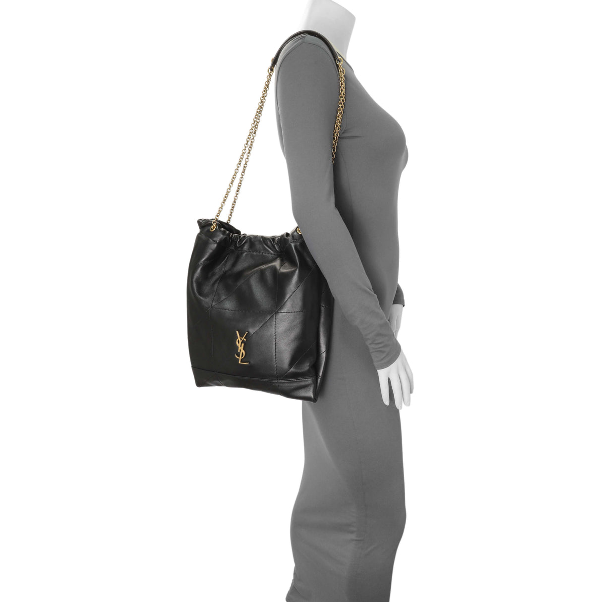 Saint Laurent Black Lambskin Matelasse Monogram Large Jamie 4.3 Pochon Handbags Saint Laurent