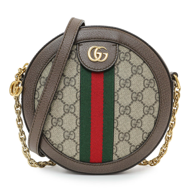 Gucci GG Supreme Monogram Web Mini Ophidia Round Shoulder Bag Handbags Gucci