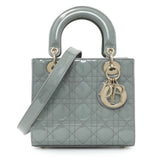 Christian Dior Grey Patent Cannage Small Lady Dior Handbags Christian Dior