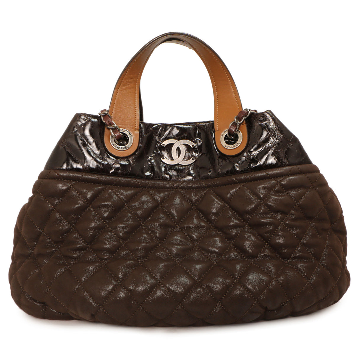 Chanel Burgundy Quilted Iridescent Calfskin Small In The Mix Tote