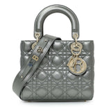 Christian Dior Metallic Grey Lambskin Cannage Small Small My ABCDior Lady Dior Handbags Christian Dior