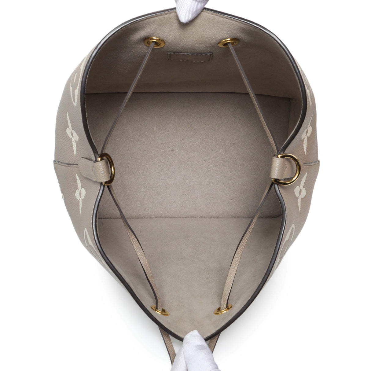 Louis Vuitton Tourterelle Creme Empreinte Monogram Giant Neonoe MM Handbags Louis Vuitton