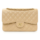 Chanel Beige Quilted Caviar Jumbo Classic Double Flap Handbags Chanel