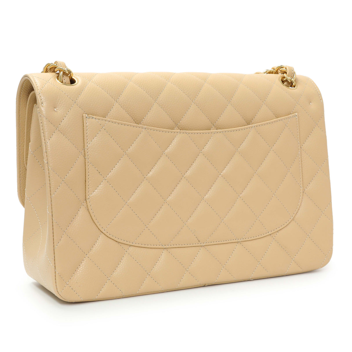 Chanel Beige Quilted Caviar Jumbo Classic Double Flap Handbags Chanel