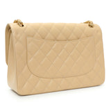 Chanel Beige Quilted Caviar Jumbo Classic Double Flap Handbags Chanel