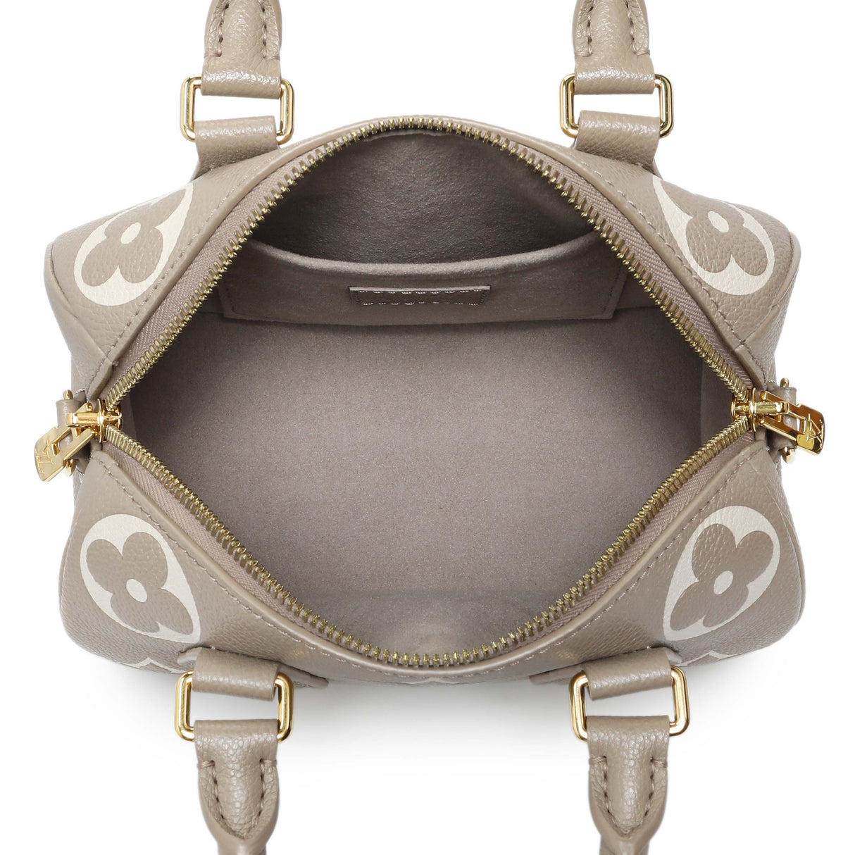 Louis Vuitton Tourterelle Creme Empreinte Monogram Giant Speedy 20 Bandouliere Handbags Louis Vuitton