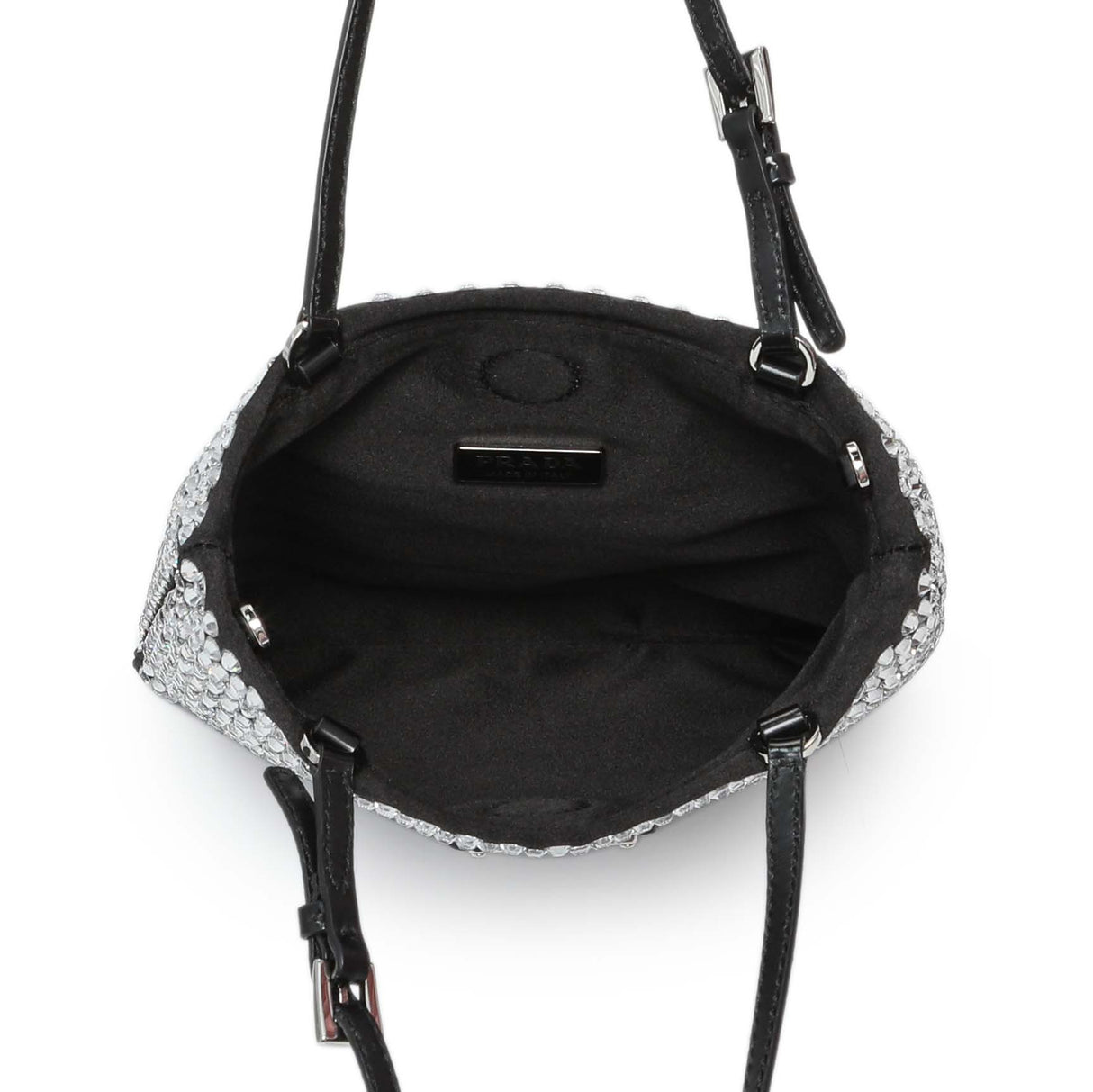 Prada Black Satin Crystal Embellished Mini Tote Handbags Prada