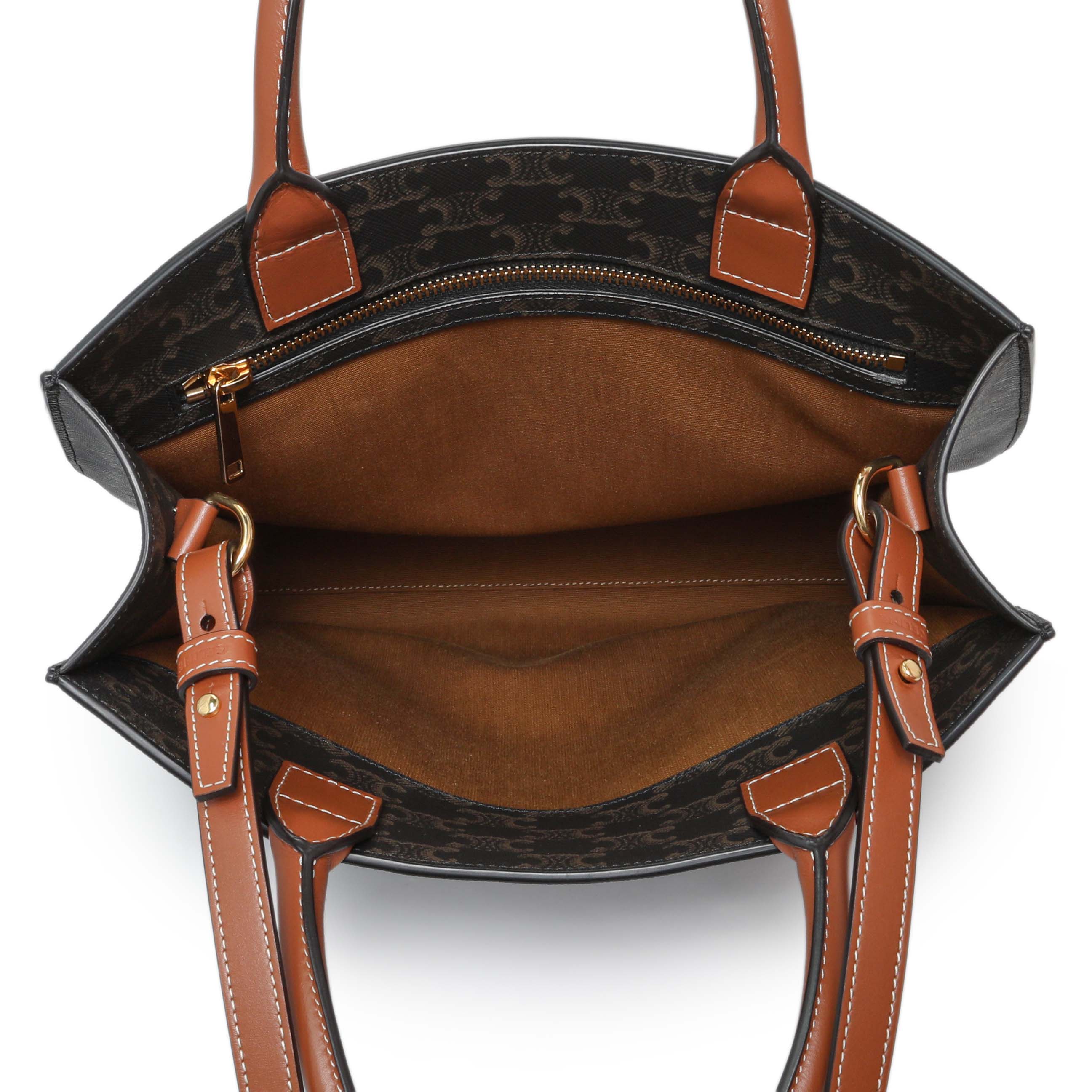 Celine Triomphe Canvas Calfskin Small Vertical Cabas – Modaselle Celine Triomphe Canvas Calfskin Small Vertical Cabas – Modaselle