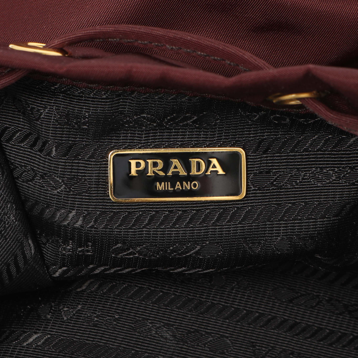 Prada Burgundy Re-Nylon Saffiano Duet Bucket Crossbody Bag