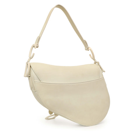 Christian Dior White Ultra Matte Calfskin Saddle Bag