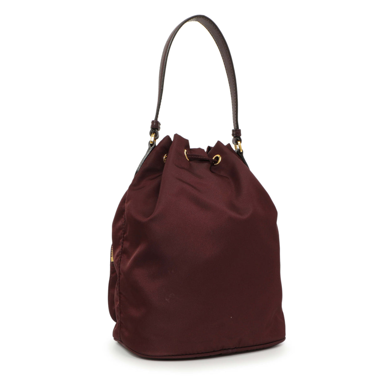 Prada Burgundy Re-Nylon Saffiano Duet Bucket Crossbody Bag