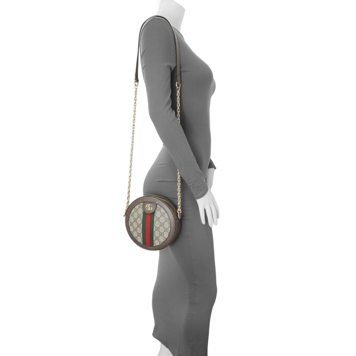 Gucci GG Supreme Monogram Web Mini Ophidia Round Shoulder Bag Handbags Gucci