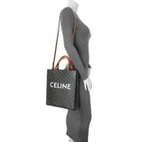 Celine Triomphe Canvas Calfskin Small Vertical Cabas Handbags Celine