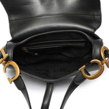 Christian Dior Black Smooth Calfskin Saddle Bag