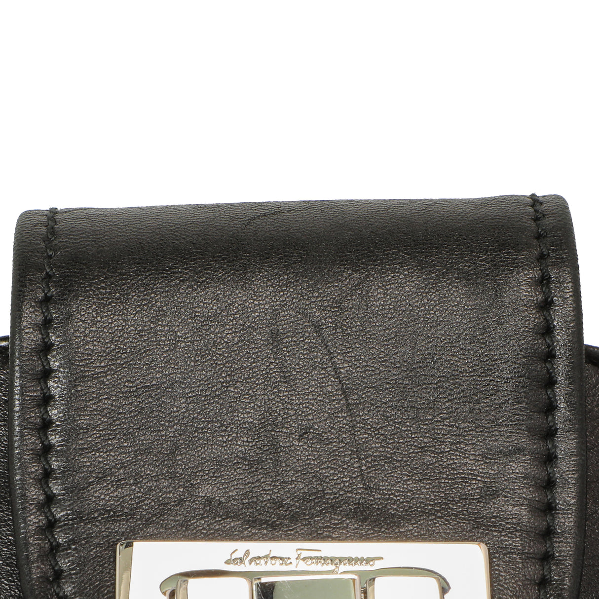 Salvatore Ferragamo Black Calfskin Gancini Bag