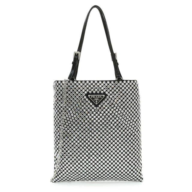 Prada Black Satin Crystal Embellished Mini Tote Handbags Prada