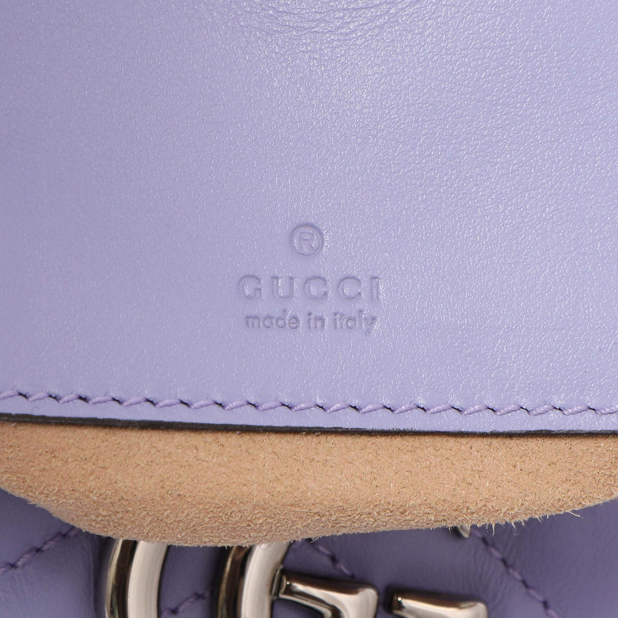 Gucci Lapis Calfskin Matelasse Mini GG Marmont Bucket