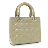 Christian Dior Metallic Grey Patent Cannage Medium Lady Dior Handbags Christian Dior