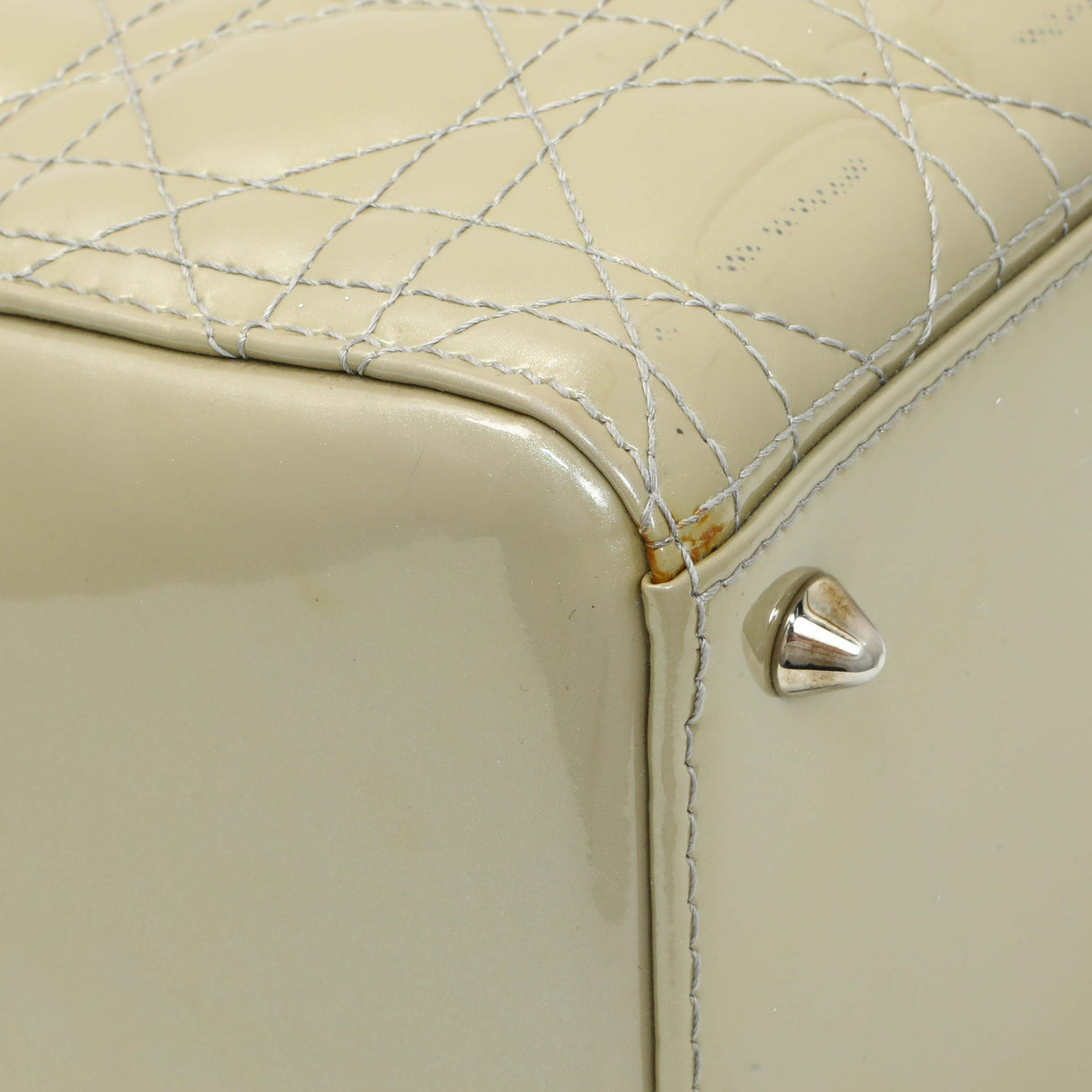 Christian Dior Metallic Grey Patent Cannage Medium Lady Dior Handbags Christian Dior