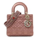 Christian Dior Pink Satin Crystal Cannage Small My ABCDior Lady Dior Handbags Christian Dior