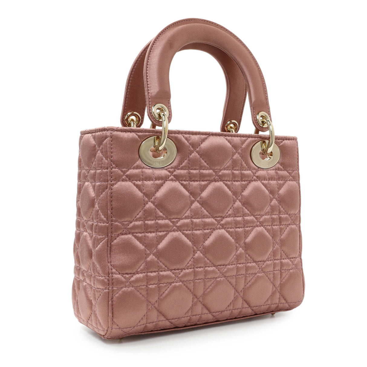 Christian Dior Pink Satin Crystal Cannage Small My ABCDior Lady Dior Handbags Christian Dior