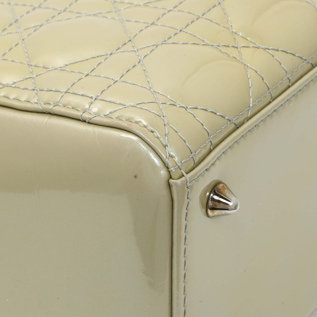 Christian Dior Metallic Grey Patent Cannage Medium Lady Dior Handbags Christian Dior