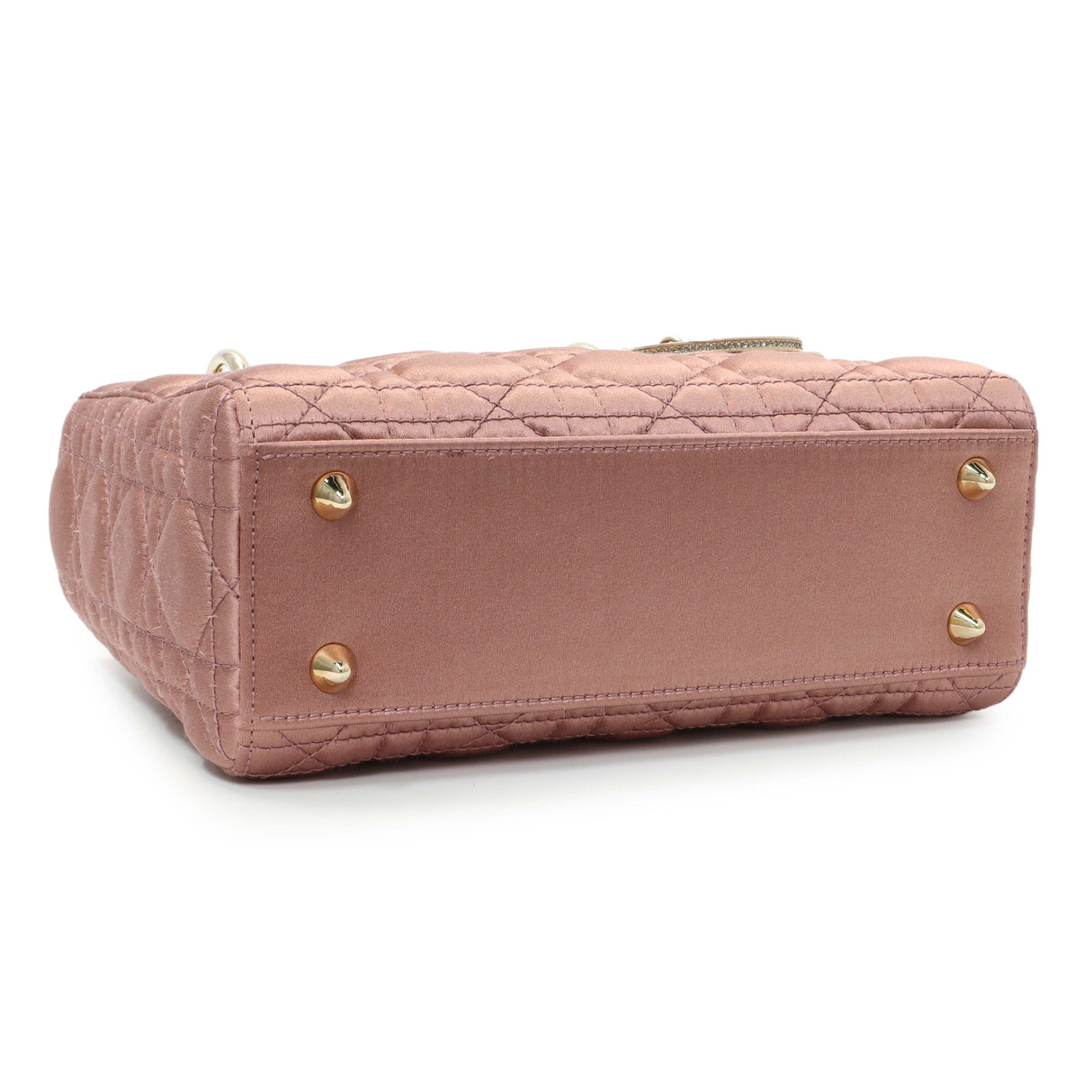 Christian Dior Pink Satin Crystal Cannage Small My ABCDior Lady Dior Handbags Christian Dior