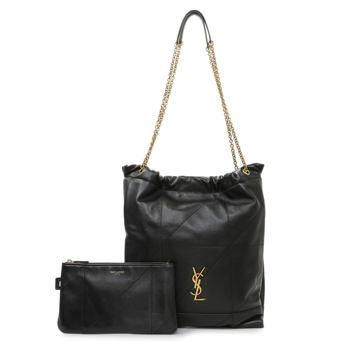 Saint Laurent Black Lambskin Matelasse Monogram Large Jamie 4.3 Pochon Handbags Saint Laurent