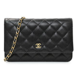 Chanel Black Quilted Caviar Wallet on Chain Handbags Chanel