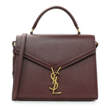 Saint Laurent Burgundy Grain de Poudre Medium Classic Monogram Cassandra Top Handle Handbags Saint Laurent
