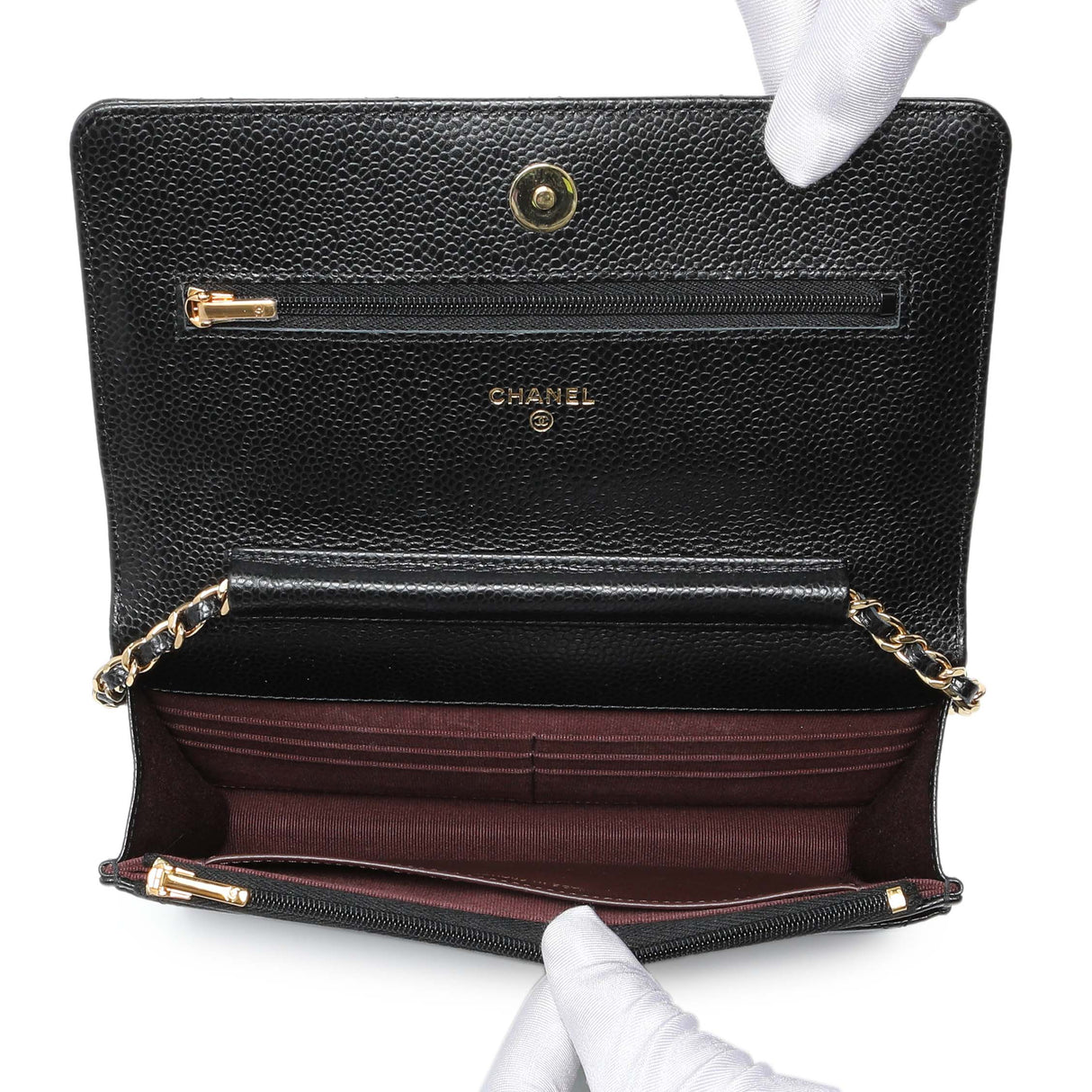 Chanel Black Quilted Caviar Wallet on Chain Handbags Chanel