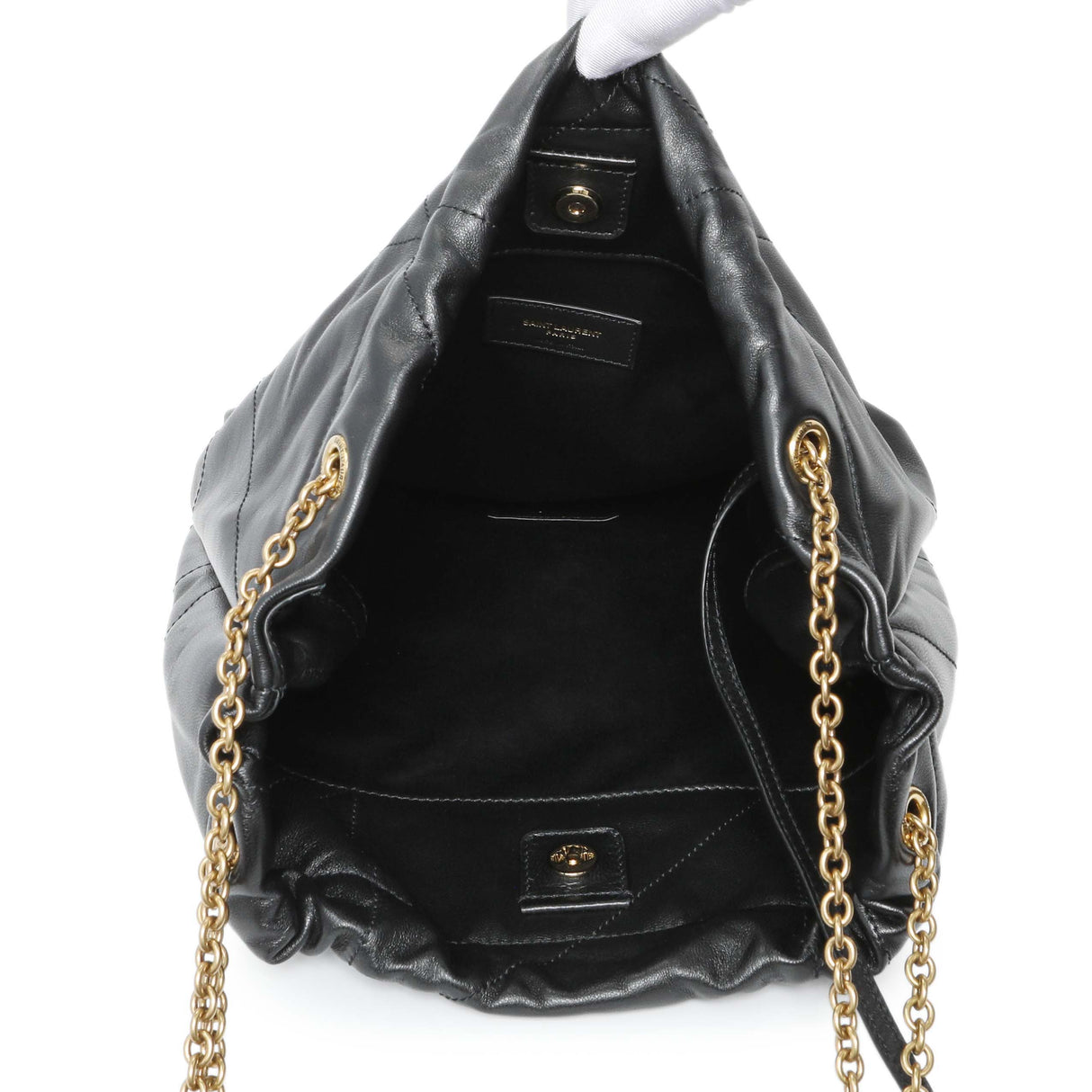 Saint Laurent Black Lambskin Matelasse Monogram Large Jamie 4.3 Pochon Handbags Saint Laurent