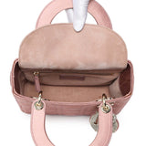 Christian Dior Pink Satin Crystal Cannage Small My ABCDior Lady Dior Handbags Christian Dior