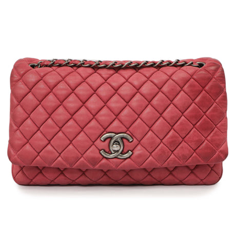 Chanel Burgundy Quilted Iridescent Calfskin Large New Bubble Flap