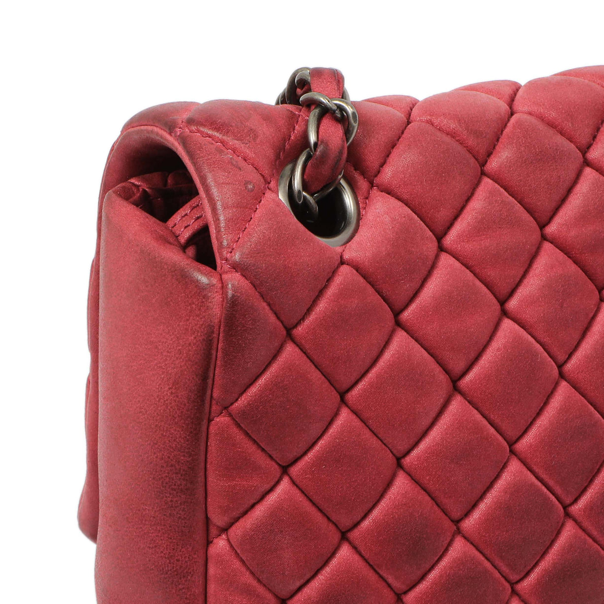 Chanel Burgundy Quilted Iridescent Calfskin Large New Bubble Flap