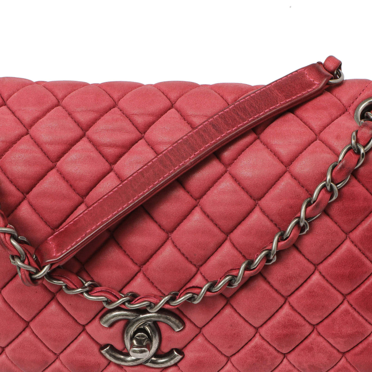 Chanel Burgundy Quilted Iridescent Calfskin Large New Bubble Flap